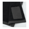 A black and dark grey softshell vest featuring a textured design and a small pocket on the side.