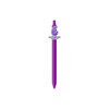 A purple acrylic pen with a clickable top and a logo visible on the barrel.