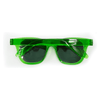 A pair of bright green polarised sunglasses with a sleek design and dark lenses. Features a logo on the frame.