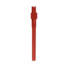 A red pen with a clip and a smooth barrel, featuring a logo on its side.