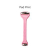 A double-headed ice massager roller in pink with a textured handle and a silver accent. It features a logo.