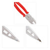 A plier-shaped ballpoint pen in silver with red grips, featuring a pen tip and a cap. It has a logo on the side.