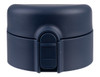 A drink bottle in navy with a flip-top lid. It features a secure closure and has a branding logo.