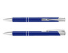 A blue lacquer pen with silver accents, featuring a sleek design and a clip for easy attachment.