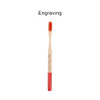 A bamboo toothbrush with a large round handle featuring red accents and a logo.
