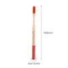 A large round-handle bamboo toothbrush with a red bristle portion and a natural bamboo body, featuring a logo.