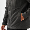 Men's jacket in dark grey, featuring a Sherpa lining and a front pocket. Includes a branded logo.
