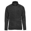 A men's full zip fleece jacket in dark charcoal grey, featuring a high collar and a simple design.