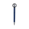A fidget spin tire shape pen in navy blue with a black tire and silver wheel design at the top.