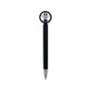 A black pen shaped like a fidget spinner, featuring a silver wheel design at the top and a chrome tip.