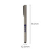 A silver pencil with a sleek design, featuring a clip and a logo on the side. Dimensions are 144mm by 12.8mm.