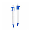 A Caliper Pen featuring a blue and white design, with a measurement scale and a retractable tip.