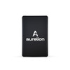 A solid black power bank featuring a prominent logo. The design is sleek and compact, suitable for portable use.