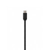 A black charging cable with a USB-C connector, featuring a durable braided design and a logo on the connector.
