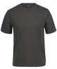 A green T-shirt with a round neck and short sleeves, featuring a small logo on the label.