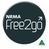 A 90mm black button badge featuring the NRMA Free2go branding and an Australian Made logo.
