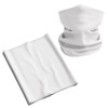 A white Coolmax bandana designed for kids, displayed flat and in a scrunched-up shape. It features a logo.