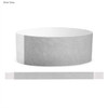 A silver grey Tyvek adult wristband with a smooth texture and integrated branding.
