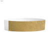 A gold and white Tyvek wristband, 19mm wide, designed for events and exhibitions. Includes a logo.