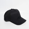 A black ripstop strapback baseball cap featuring a logo, with a curved brim and structured crown.