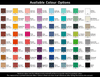 A colour palette featuring various shades including Chocolate, Yellow, and Turquoise, with a texture effect.