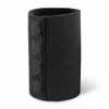 A black magnetic stubby cooler with a textured side, designed to hold drink bottles.