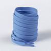 A roll of light blue shoe laces, neatly coiled with tapered ends. The product features a logo.
