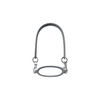 A drink bottle carry strap in grey silicone with metal clips for attaching to bottles.