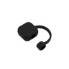 A black square silicone straw cover with a flexible loop attached, designed for use with drink bottles.