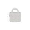 A white mini EVA bag clip with a textured finish and holes, featuring a small handle. It has a simple logo.