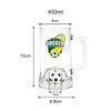A beer glass with a custom spinner toy featuring a soccer ball design, transparent and 450ml capacity.