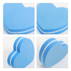 A pack of 50 heart-shaped nail files in a light blue colour with white striped detailing.