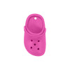 A bright pink clog shoe fridge magnet with ventilation holes and a strap detail. It has a simple, smooth design.