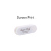 A foldable nail file block in white with pink, green, and yellow accents, featuring a logo.