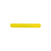A bright yellow nail file with a smooth, elongated design and a rounded edge. It features a logo on one side.