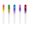 A set of five gradient coloured glass nail files in various vibrant hues, including purple, green, and pink.