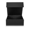 A large black magnetic lid gift box with an open top, featuring inner supports for stability.