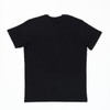 A black t-shirt featuring a plain back design. The fabric appears soft and suitable for casual wear. It includes a logo.