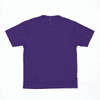 A purple short-sleeved tee with a simple design and a brand logo on the label.