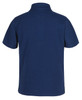 A navy blue kids' short-sleeve polo shirt featuring a collar and a logo.