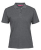 A grey polo shirt featuring a classic collar and a logo on the chest. Short sleeves and a streamlined design.