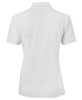 A white ladies' polo shirt featuring a classic collar and short sleeves, designed in a fitted style with a logo.