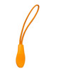 An orange zip puller with a looped cord, designed as a clothing accessory.