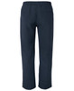Track pants in navy blue with a drawstring waistband and a back pocket, featuring a small logo.