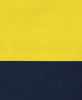 A two-toned long-sleeve shirt featuring a yellow upper section and a navy lower section, with a logo.