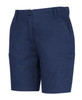 Ladies' multi-pocket stretch twill shorts in navy, featuring two side pockets and two cargo pockets.