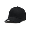 A black adjustable cap with a curved brim and a logo on the front. Suitable for casual wear.