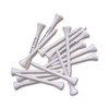 A collection of white wooden golf tees, each measuring 70mm, arranged neatly in a pile.