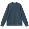 A unisex air-layered crew neck sweater in a deep blue colour. The garment has long sleeves and a relaxed fit.