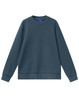 A unisex air-layered crew neck sweater in a deep blue colour. The garment has long sleeves and a relaxed fit.